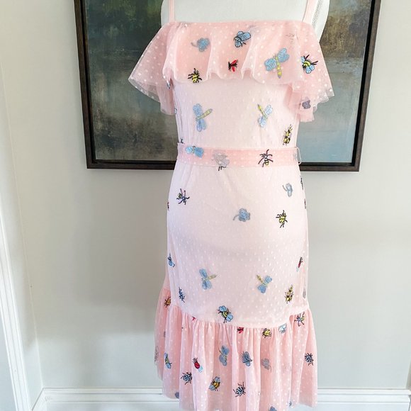 Betsey Johnson - Embroidered Pink Cottagecore Zip Dress - Picture 5 of 16